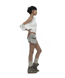 Belted Pocket Shorts Gray