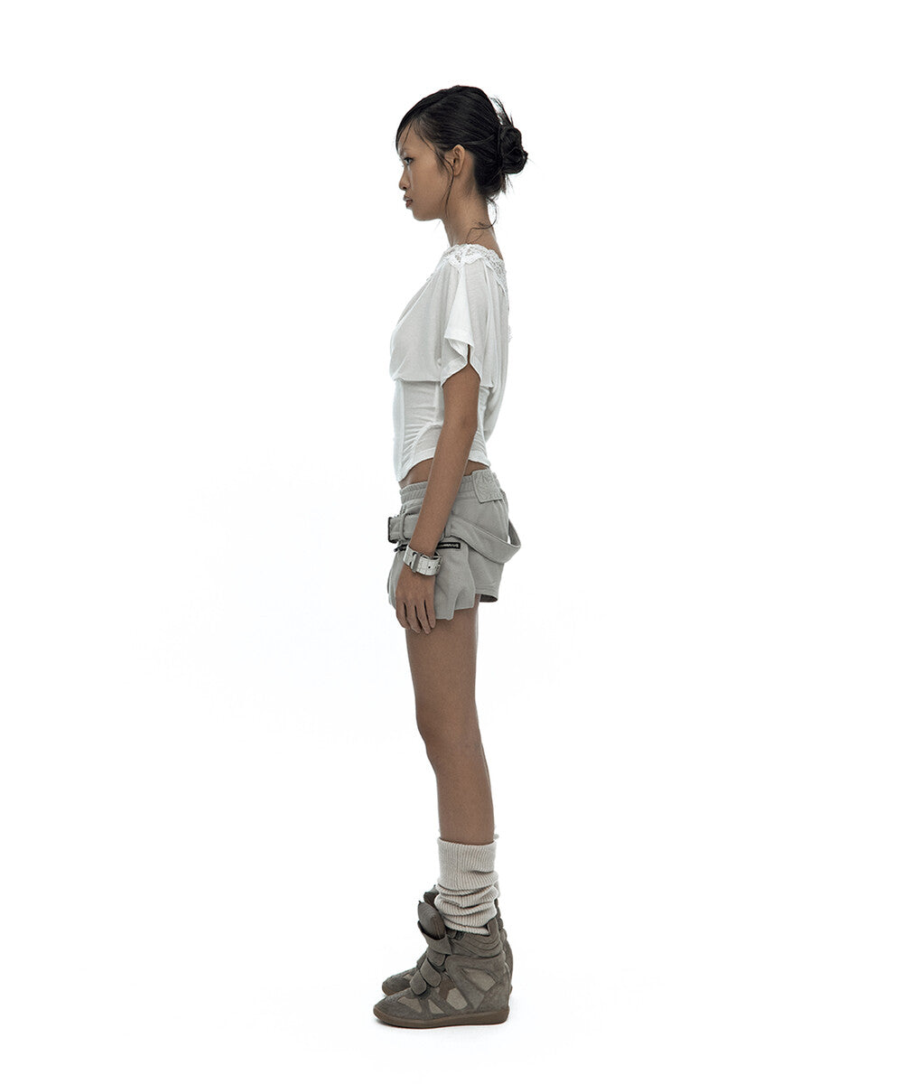 Belted Pocket Shorts Gray