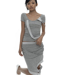 Peek-a-boo Strap Skirt Gray