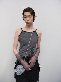 Stripe Shirred Sleeveless Top