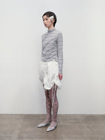 Lettuce Stitch Roll Neck Top [Gray]